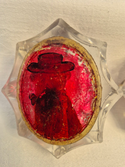 A Pair of 18th Century Glass Lovers Salts