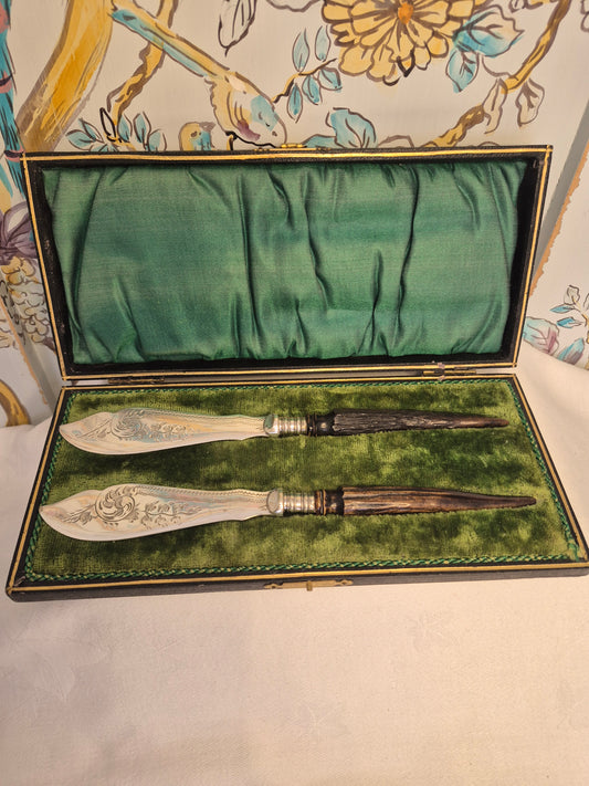 Antique Butter Knives, Horn Handled