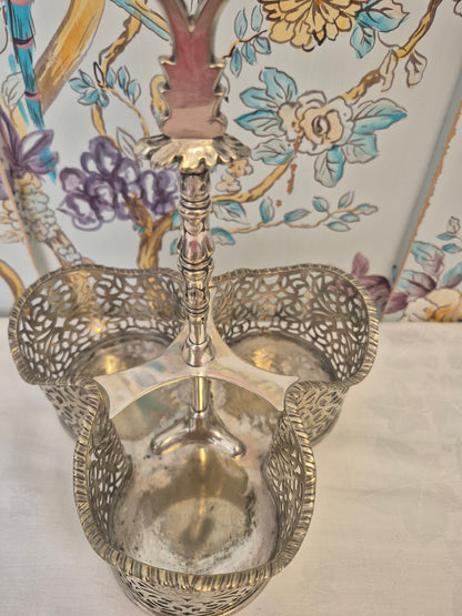 Antique Silver Plated Triple Wine Bottle Holder