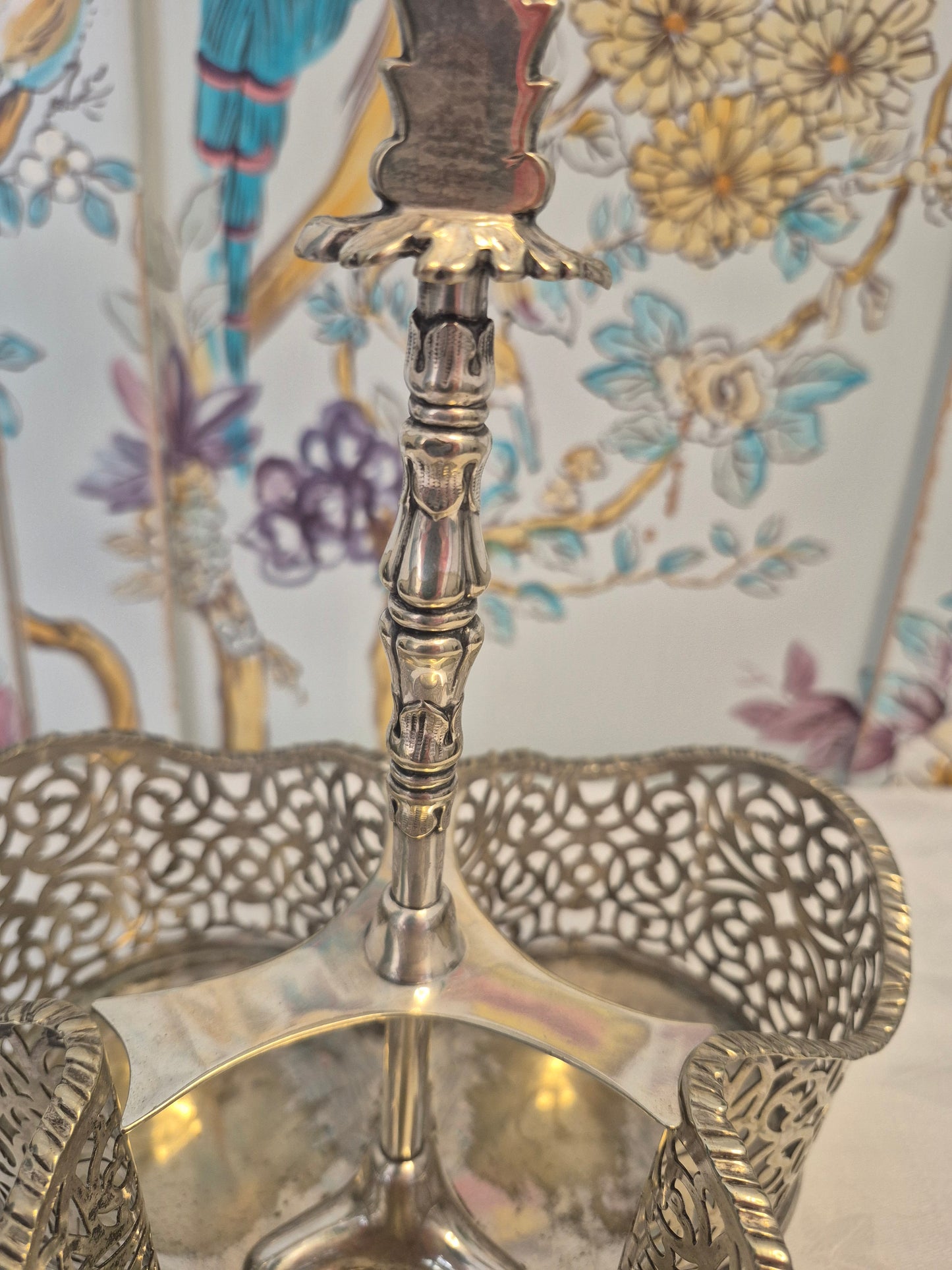 Antique Silver Plated Triple Wine Bottle Holder