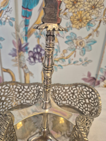 Antique Silver Plated Triple Wine Bottle Holder