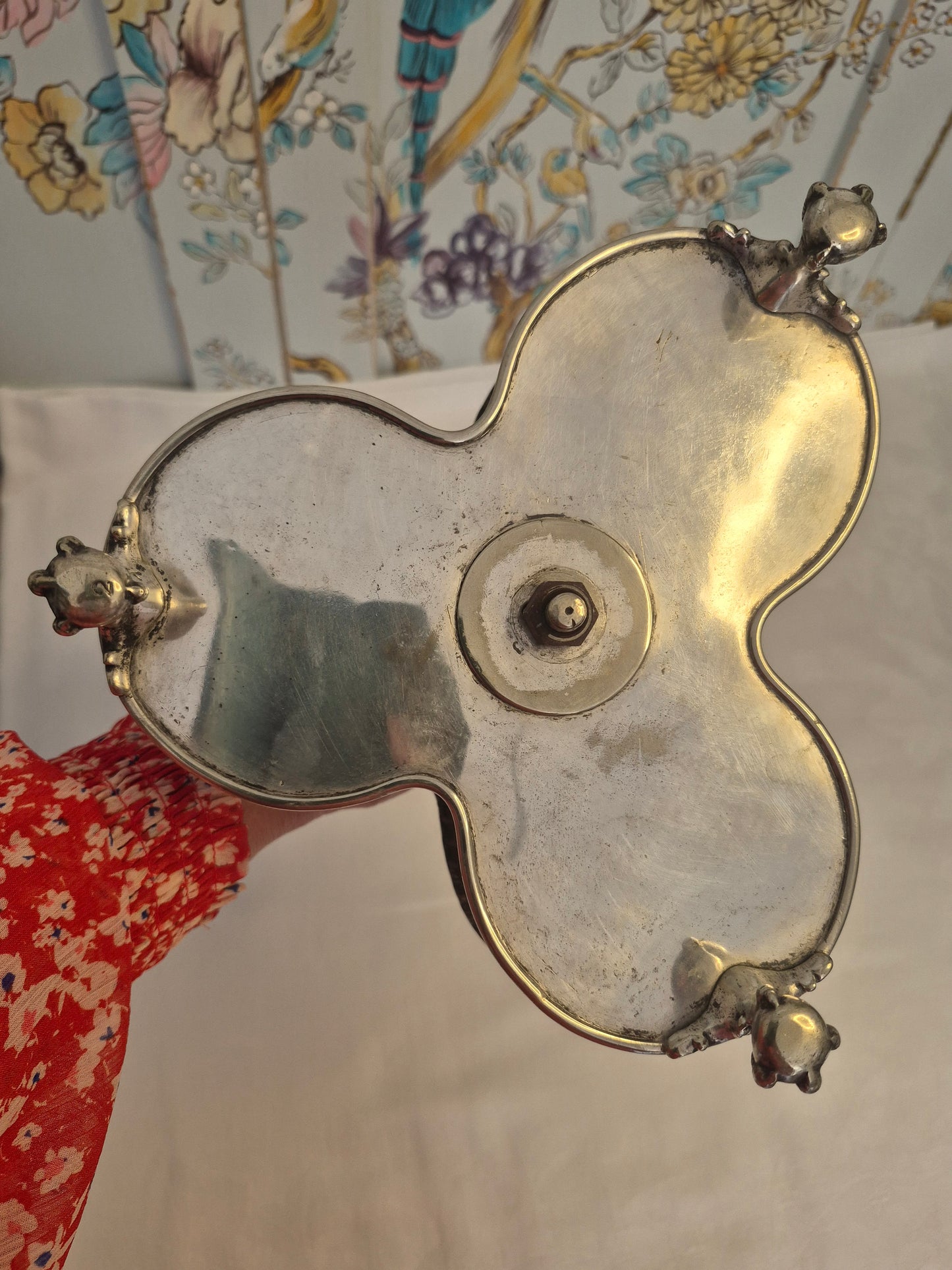 Antique Silver Plated Triple Wine Bottle Holder
