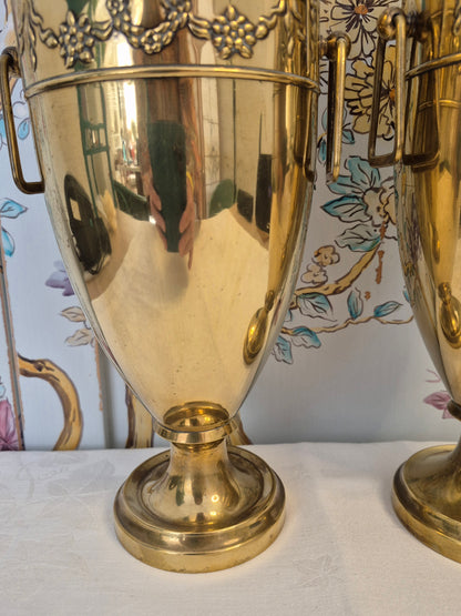 A Pair of Art Nouveau Brass Urn Vases