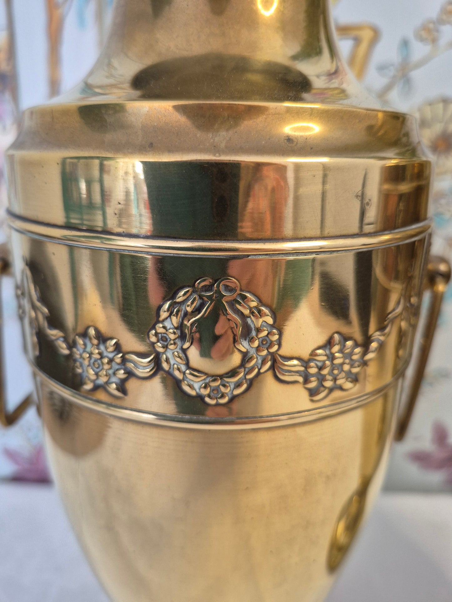 A Pair of Art Nouveau Brass Urn Vases
