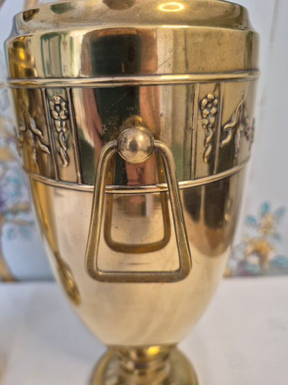 A Pair of Art Nouveau Brass Urn Vases