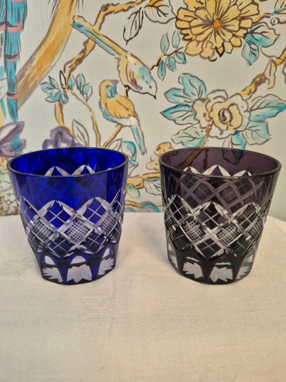 Edo Kiriko Yarai Pattern Old Fashioned Whisky Tumblers