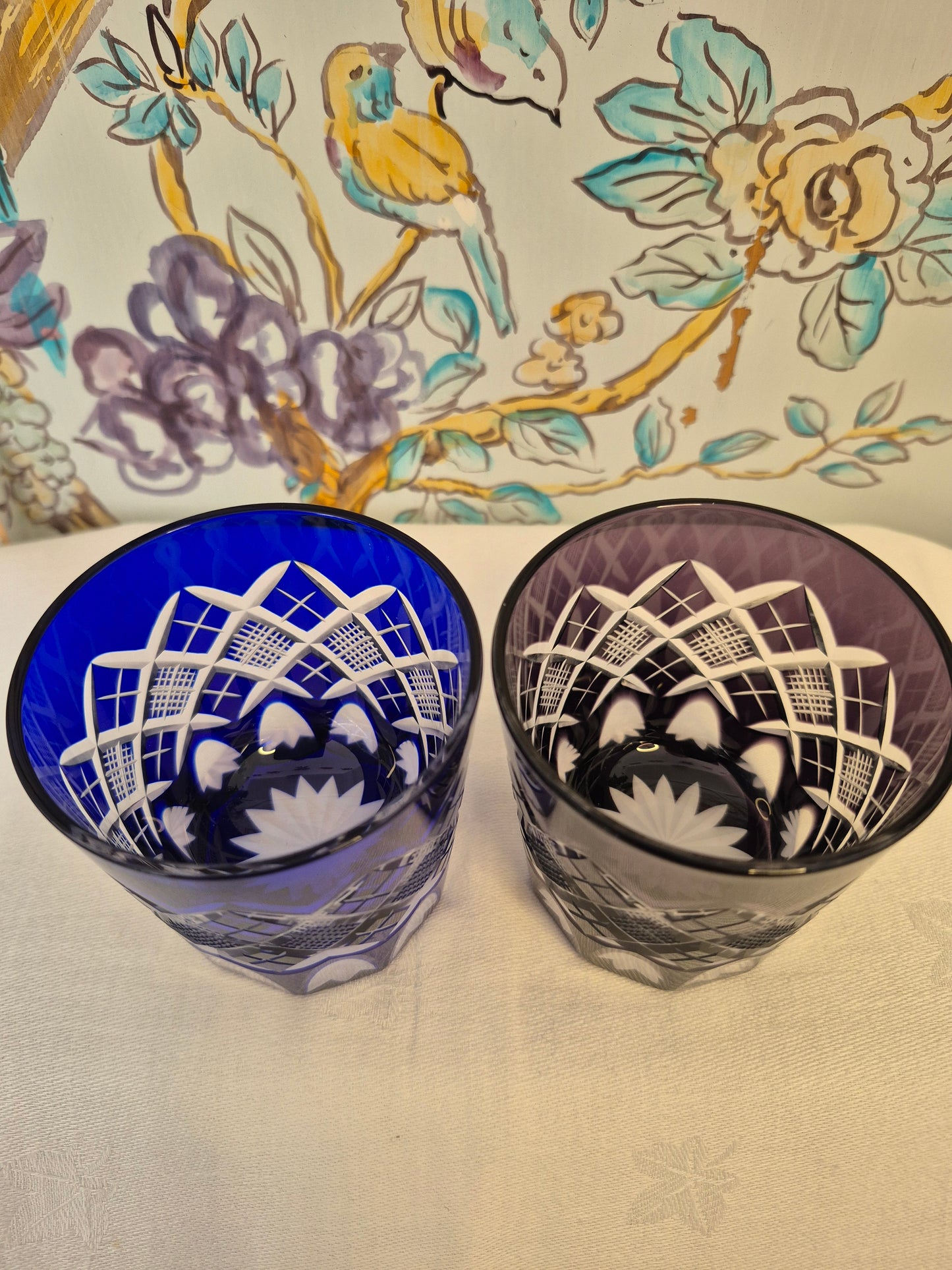 Edo Kiriko Yarai Pattern Old Fashioned Whisky Tumblers