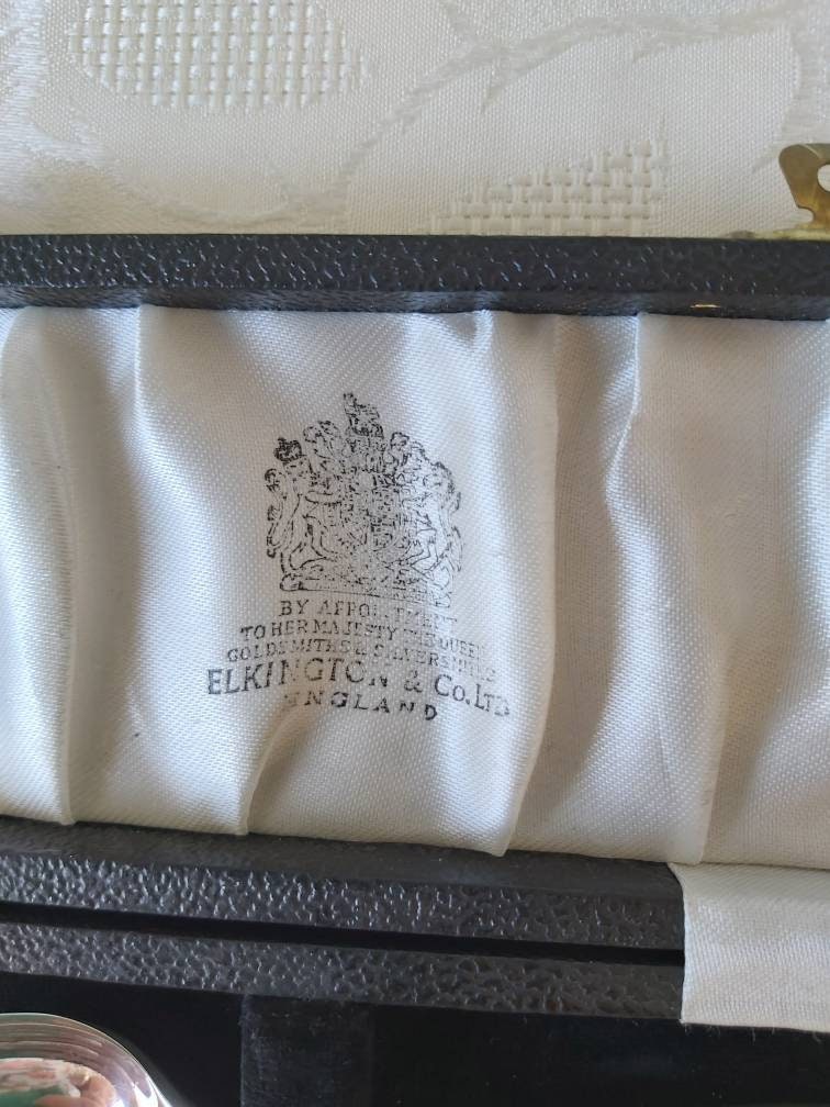 Elkington Silver Plated Fork and Spoon Christening Set in Original Box