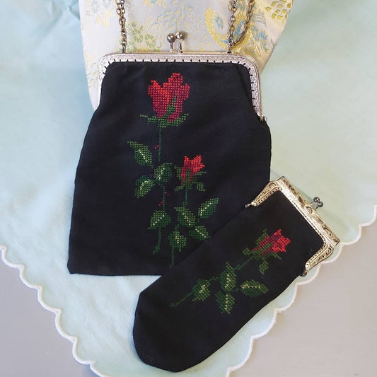 A Vintage Tapestry Bag and Matching Spectacle Case