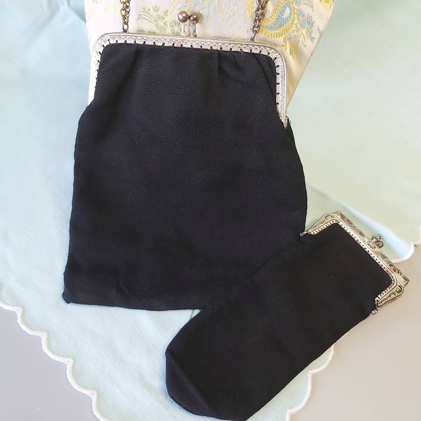 A Vintage Tapestry Bag and Matching Spectacle Case