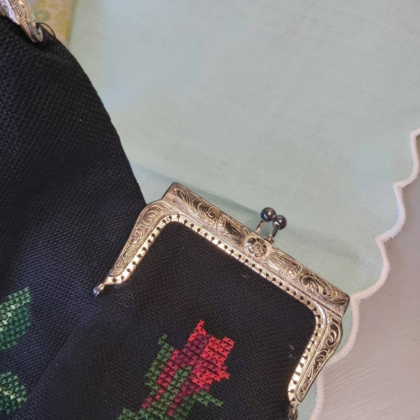 A Vintage Tapestry Bag and Matching Spectacle Case