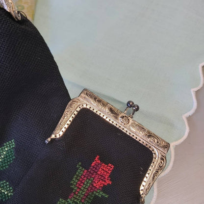 A Vintage Tapestry Bag and Matching Spectacle Case
