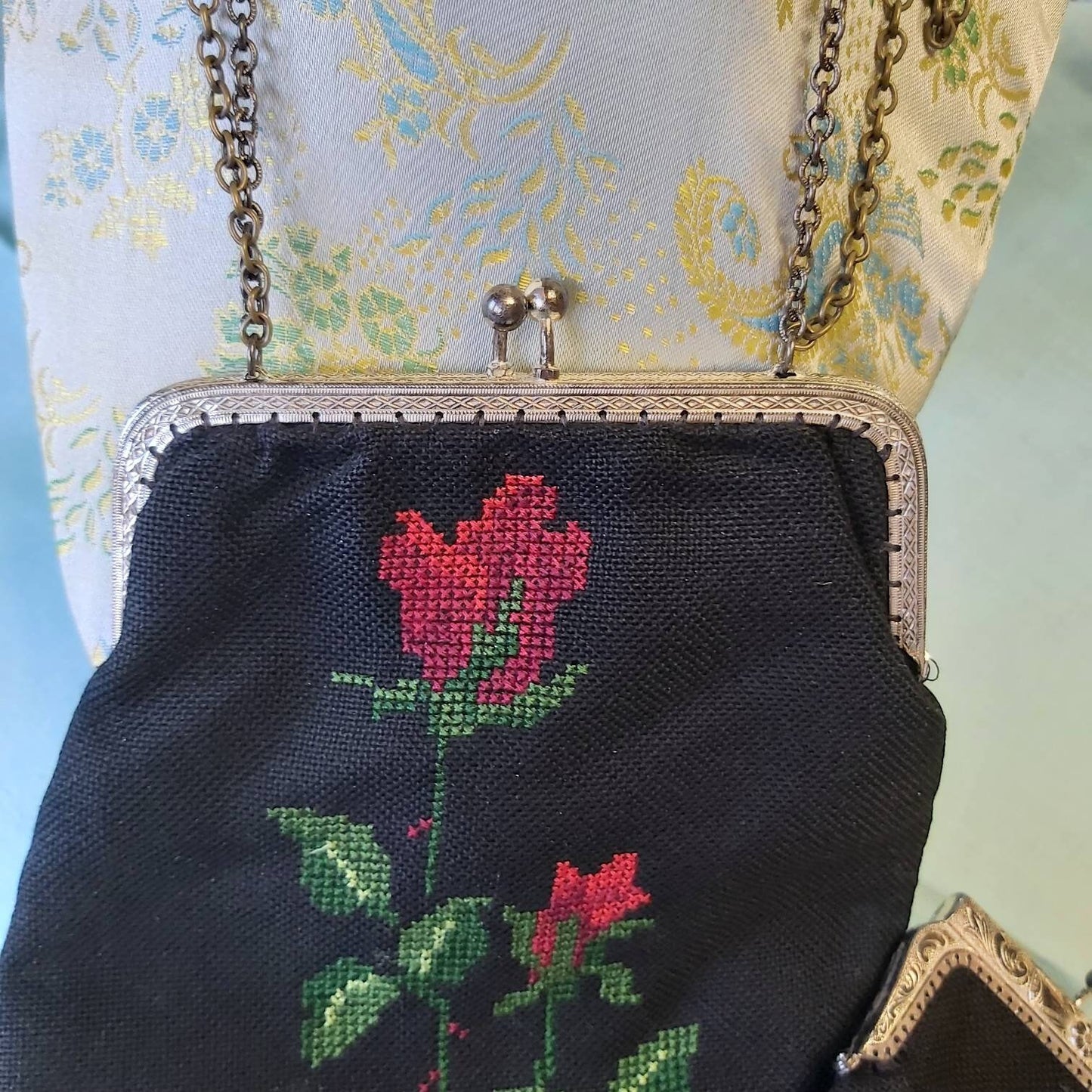 A Vintage Tapestry Bag and Matching Spectacle Case