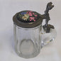 An Antique Glass Beer Stein with Handpainted Enamelled Lid