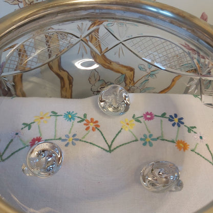 A Large Antique Cut Glass Bowl with Silver Plated Mounts and Swing Handle