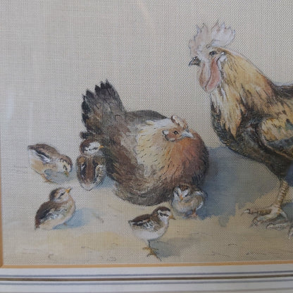 Vintage Watercolour of Chickens