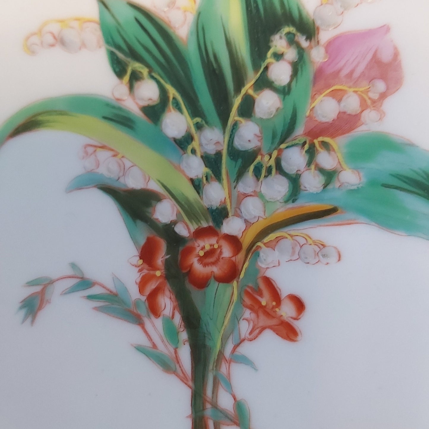 Antique Porcelain Comport with Handpainted Lily of the Valley