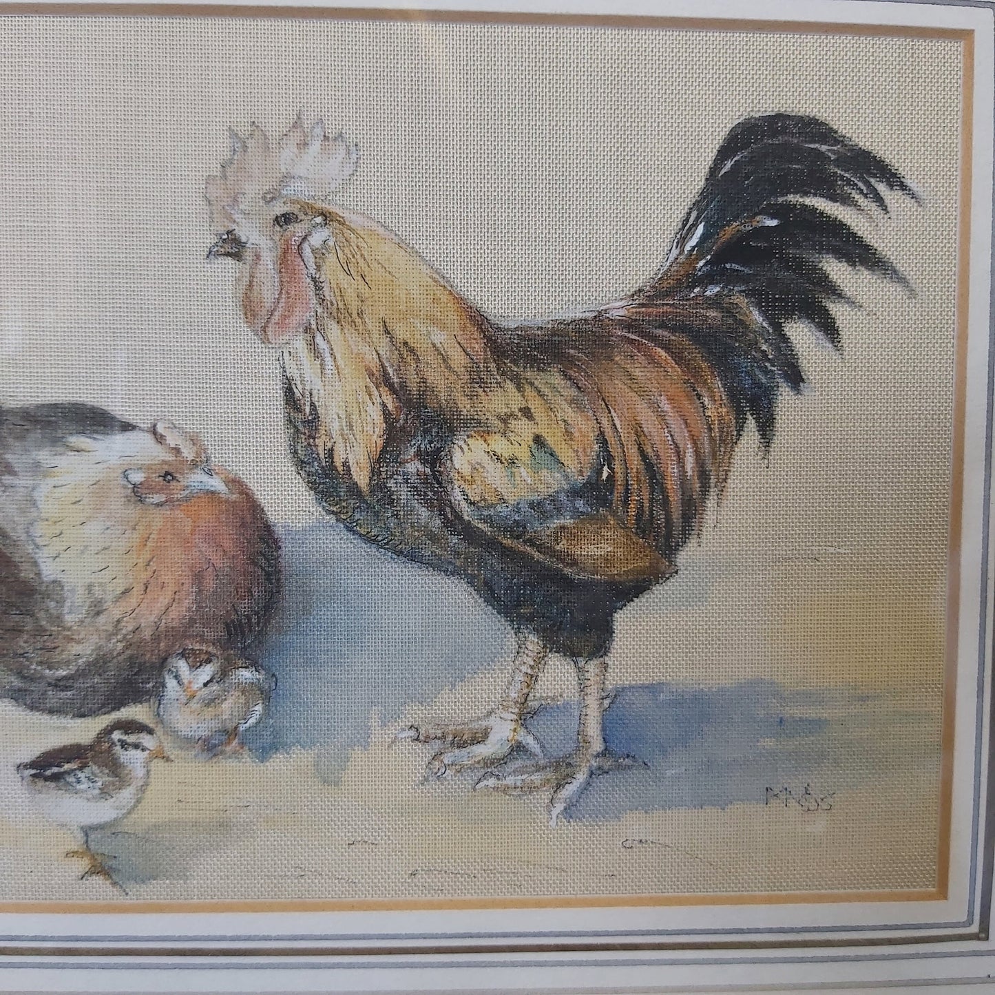 Vintage Watercolour of Chickens