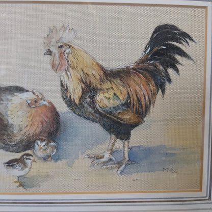 Vintage Watercolour of Chickens