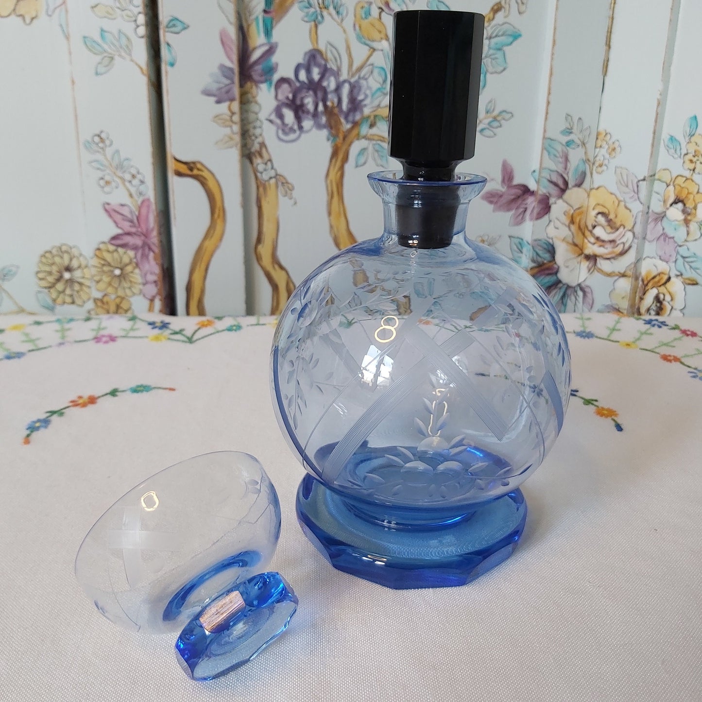 Bohemian Art Deco Decanter and Six Glasses