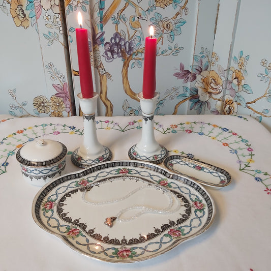 Vintage Adderleys Mersey Pattern Dressing Table Set