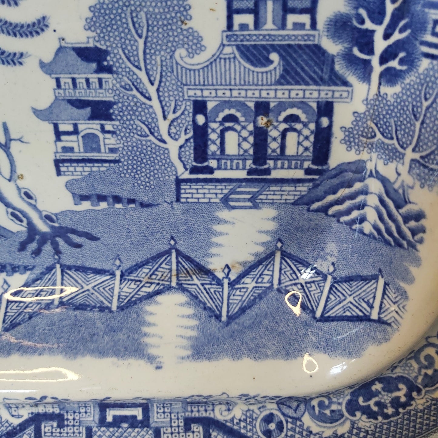Antique Willow Pattern Serving Dish
