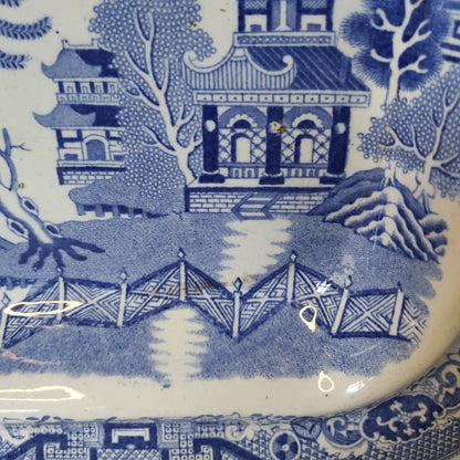 Antique Willow Pattern Serving Dish