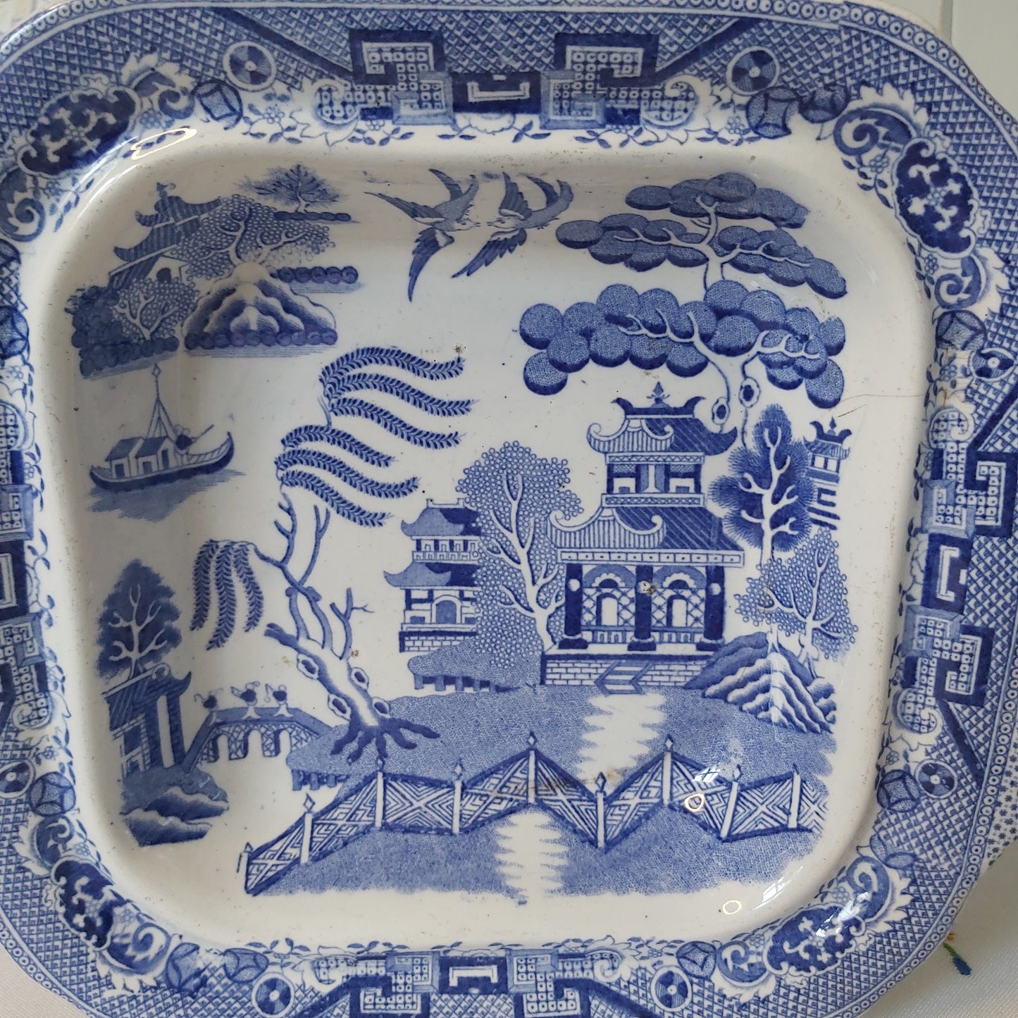 Antique Willow Pattern Serving Dish