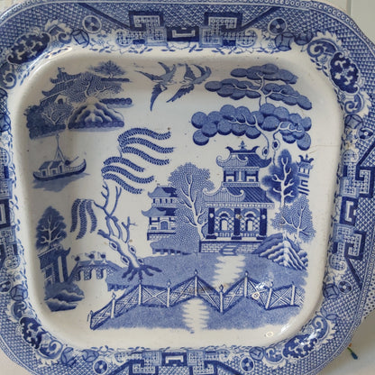 Antique Willow Pattern Serving Dish