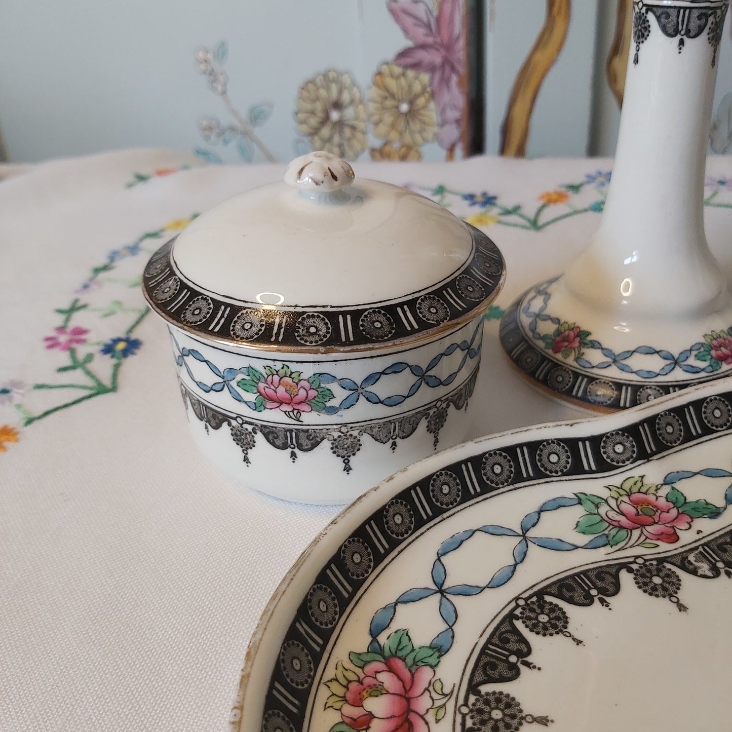 Vintage Adderleys Mersey Pattern Dressing Table Set