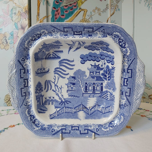 Antique Willow Pattern Serving Dish