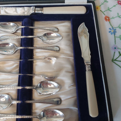 Antique Silver Plated Afternoon Tea Flatware Set c1900