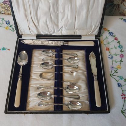 Antique Silver Plated Afternoon Tea Flatware Set c1900