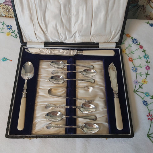 Antique Silver Plated Afternoon Tea Flatware Set c1900