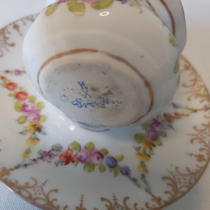 Antique Dresden Porcelain Inkwell and Stand