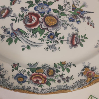 Antique Keeling and Co Losol Ware Asiatic Pheasant Large Platter c1910