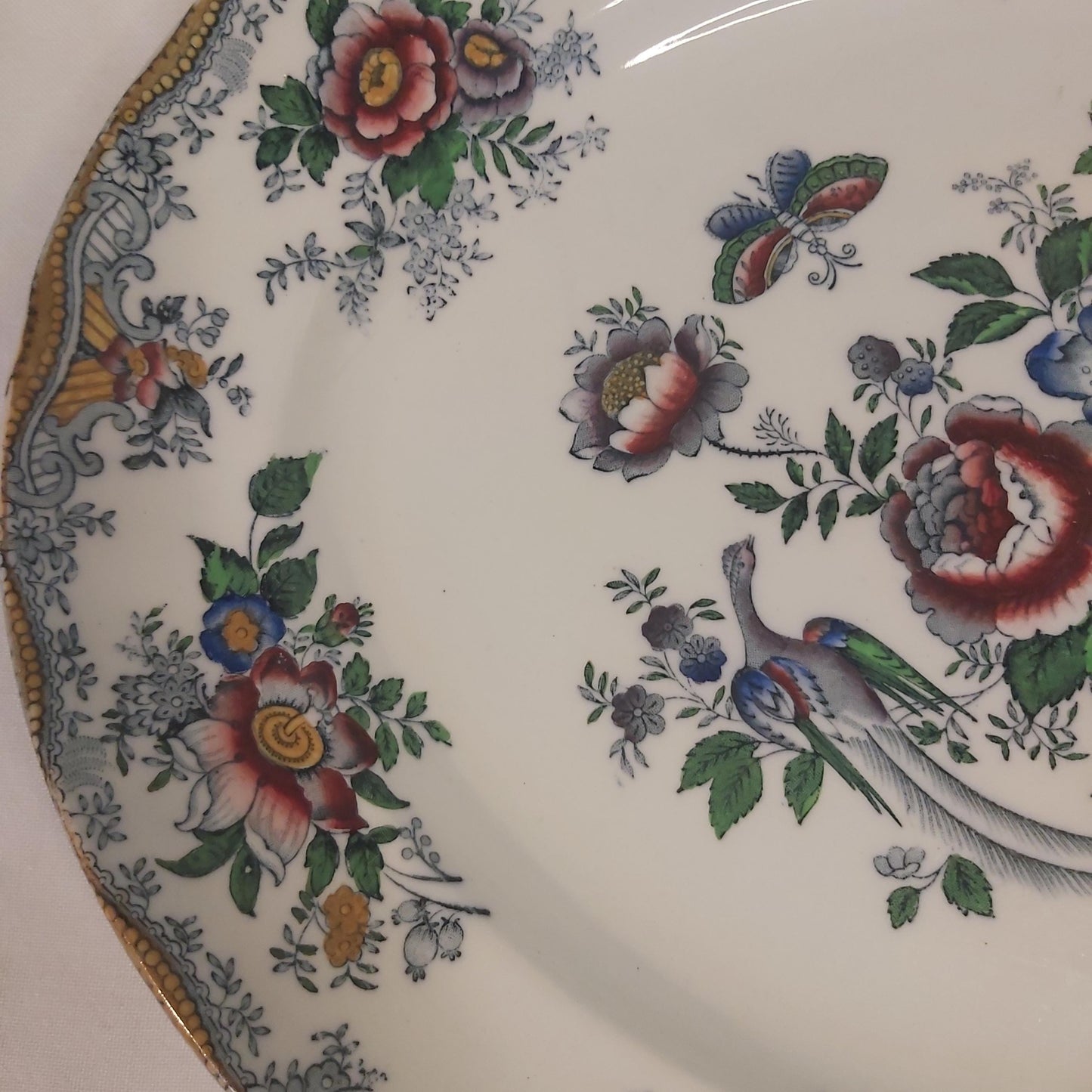 Antique Keeling and Co Losol Ware Asiatic Pheasant Large Platter c1910