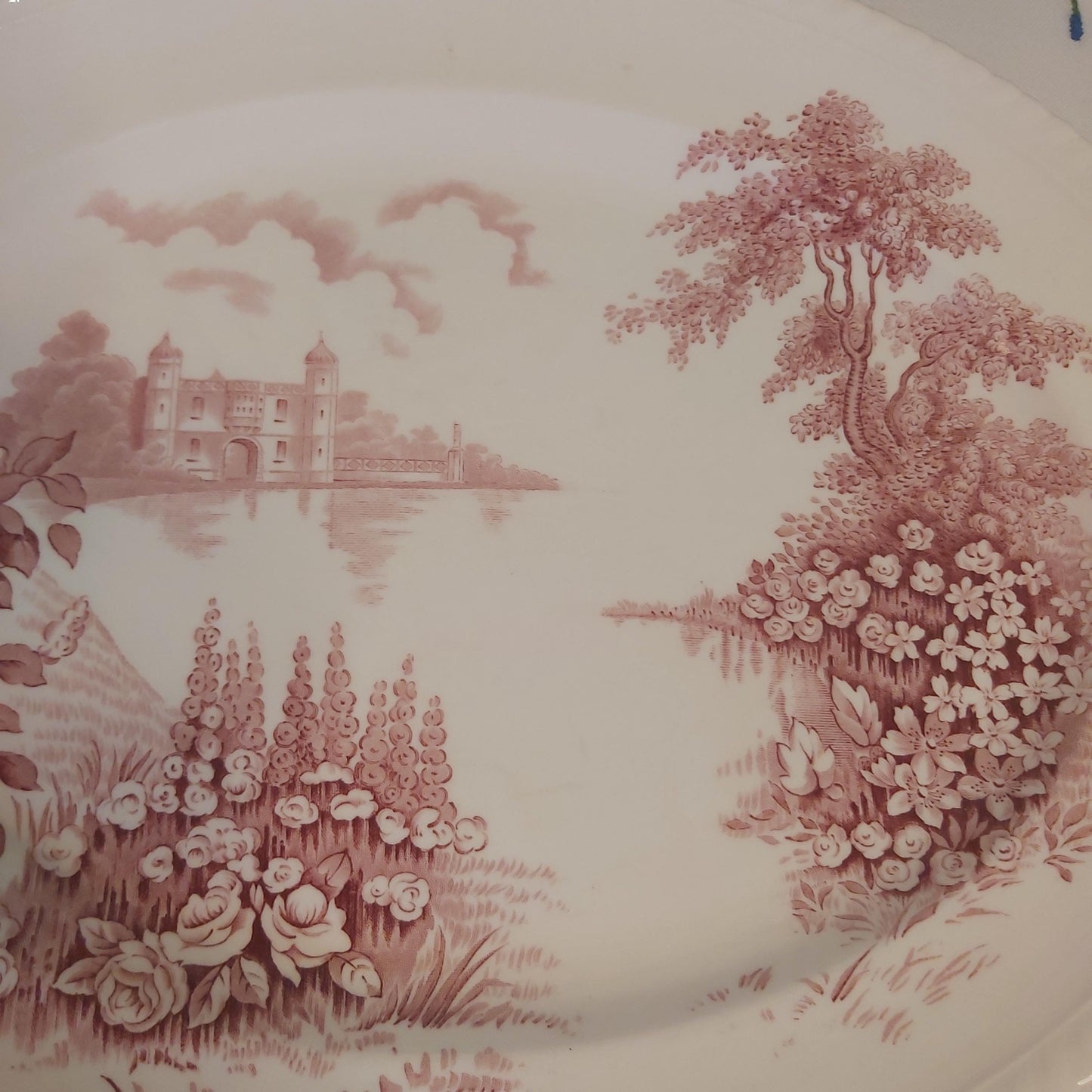 Johnson Brothers Castle on the Lake Pink Transferware Platter