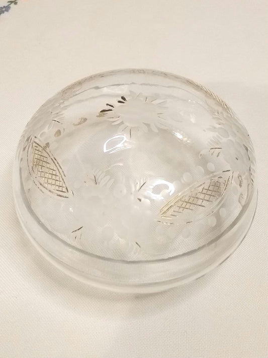 Antique Etched and Gilded Glass Powder Bowl c1800