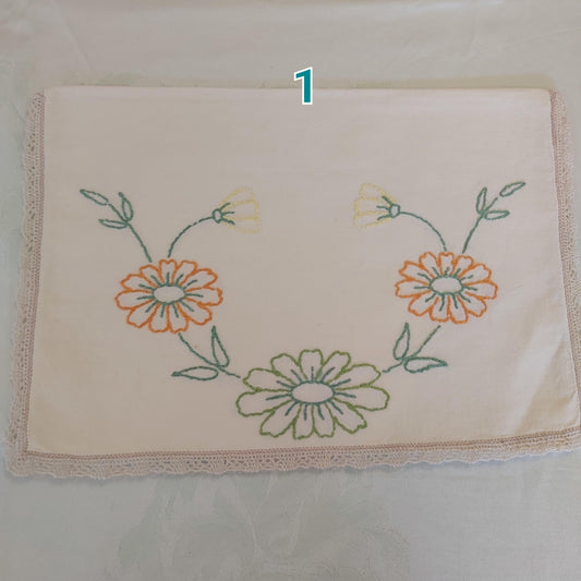 Vintage Handmade Nightwear Cases, Embroidered and Trimmed with Lace