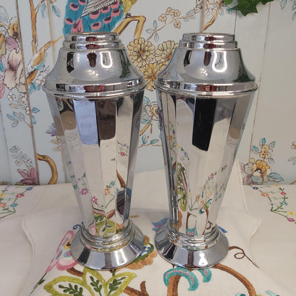 A Pair of Chrome Art Deco Vases