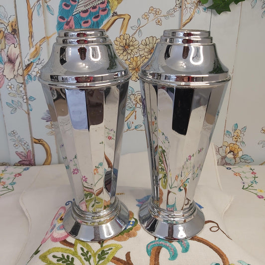 A Pair of Chrome Art Deco Vases