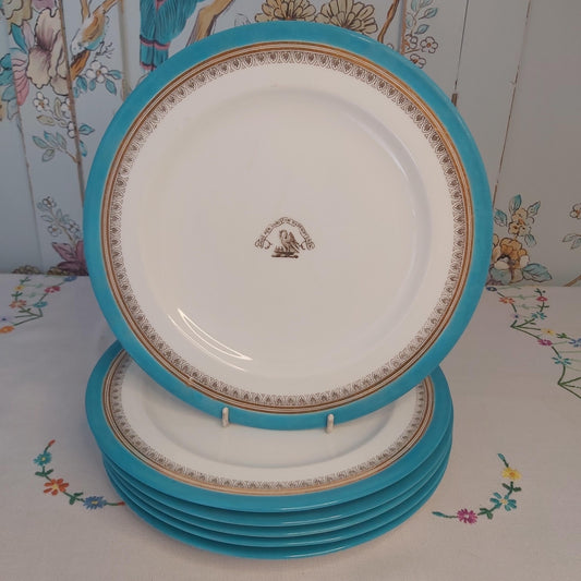 Set of Six 19th Century Plates with the Stewart Family Crest and Motto