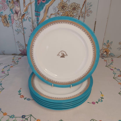 Set of Six 19th Century Plates with the Stewart Family Crest and Motto