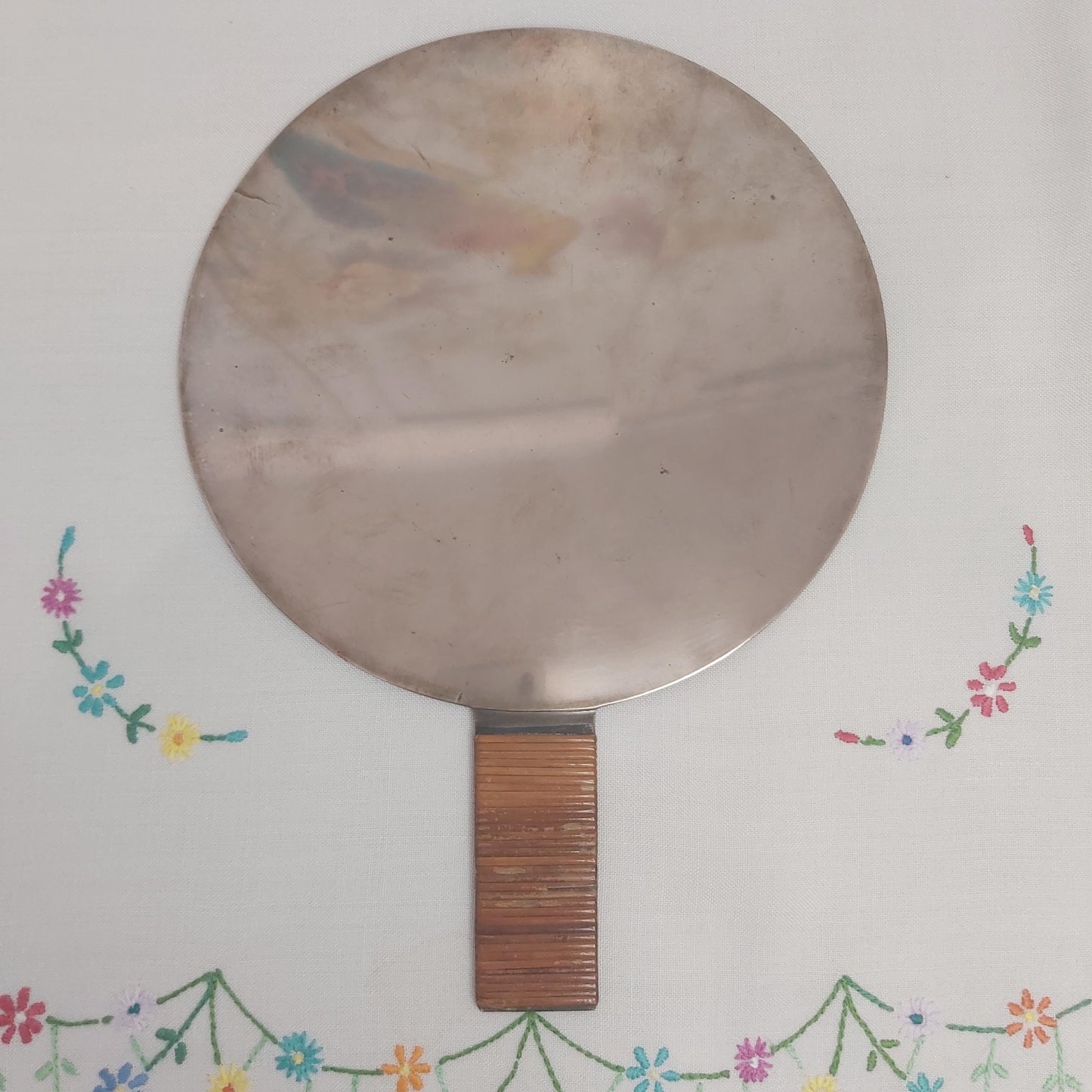 Early 20th Century Bronze Geisha Mirror