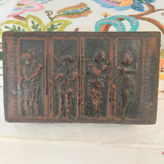A Vintage Italian Leather Box Embossed with Angels Playing Instruments