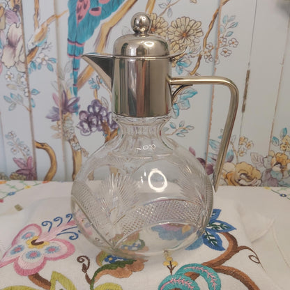 Antique Claret Jug by WMF with Silver Plated Lid and Cut Glass Body