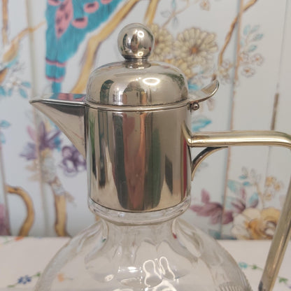 Antique Claret Jug by WMF with Silver Plated Lid and Cut Glass Body
