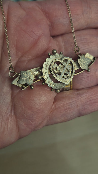 Antique Silver Sweetheart Brooch made into a Pendant c1898