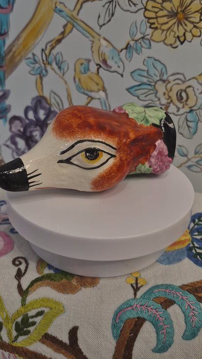 Antique Staffordshire Fox Head Stirrup Cup